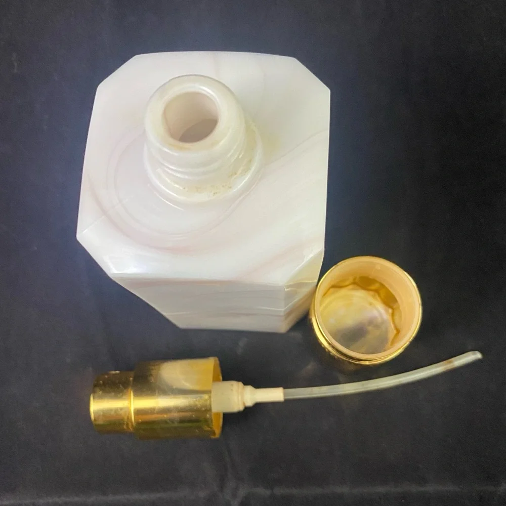 Vintage Empty Perfume Bottle Made In France Quartz or Marble Gold Cap